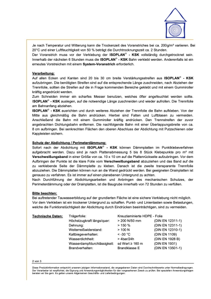 Isoplan KSK Abdichtbahn für Kellerwände, Balkone, Terrassen, Bodenplatte -  Rolle 15 m² Selbstklebend